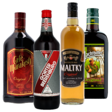 Jachtbitter, Café Marakesh koffielikeur
fles à 700 ml
of Gorter Beerenburg of Maltky
fles à 1000 ml